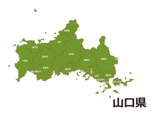 中国地方の山口県の地図